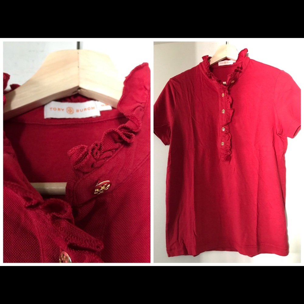 Red Tory Burch top polo size medium